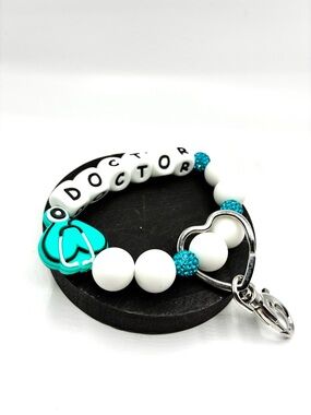 Doctor Keychain Bracelet in White and Teal